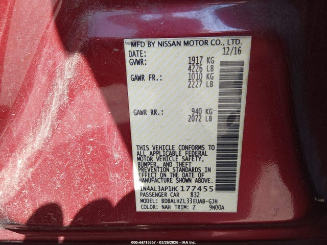 Nissan Altima 2.5 Sr 2017 1N4AL3AP1HC177455 Image 9