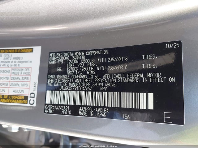 44713570 :رقم المزاد ، JTJGKCEZ9T5043693 vin ، 2026 Lexus Nx 350h Premium مزاد بيع