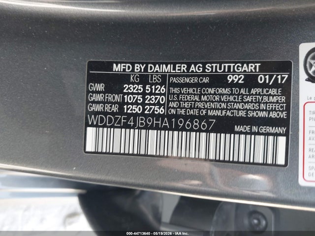 Продажа на аукционе авто 2017 Mercedes-benz E 300, vin: WDDZF4JB9HA196867, номер лота: 44713640