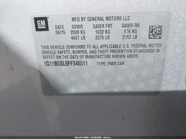 Chevrolet MALIBU LS 2015 1G11B5SL8FF346511 Image 9