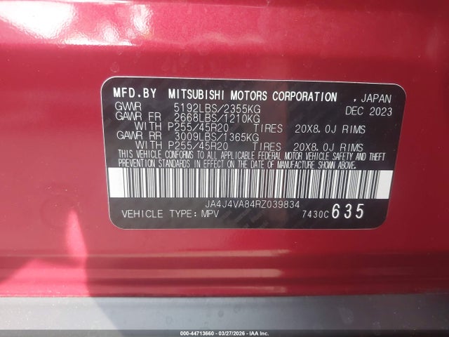 JA4J4VA84RZ039834 Mitsubishi Outlander