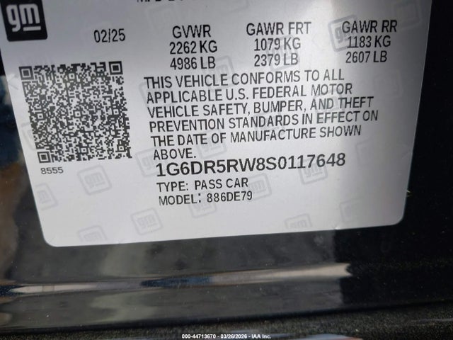 Aukcja sprzedaży 2025 Cadillac Ct5-v V-series Rwd, vin: 1G6DR5RW8S0117648, numer aukcji: 44713670