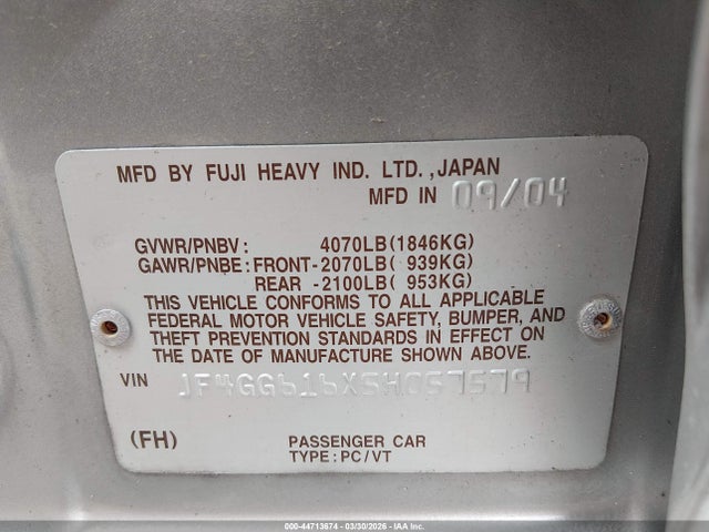 2005 SAAB 9-2X JF4GG616X5H057579 Photo 8