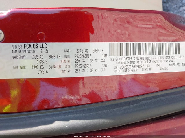 2019 DODGE GRAND CARAVAN 2C4RDGCG2KR726027 Photo 8