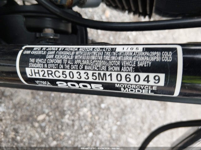 2005 Honda Vt750 Ca მანქანა იყიდება აუქციონზე, vin: JH2RC50335M106049, აუქციონის ნომერი: 44713791