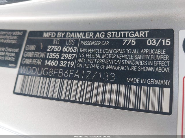 2015 Mercedes-benz S 550 4matic მანქანა იყიდება აუქციონზე, vin: WDDUG8FB6FA177133, აუქციონის ნომერი: 44713812