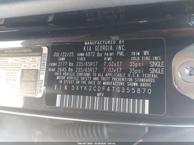 2026 Kia Sportage Lx მანქანა იყიდება აუქციონზე, vin: 5XYK2CDF4TG355870, აუქციონის ნომერი: 44713828