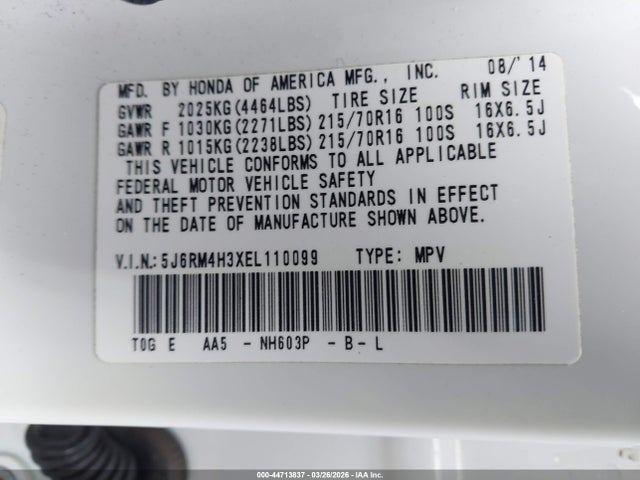 5J6RM4H3XEL110099 Honda CR-V LX
