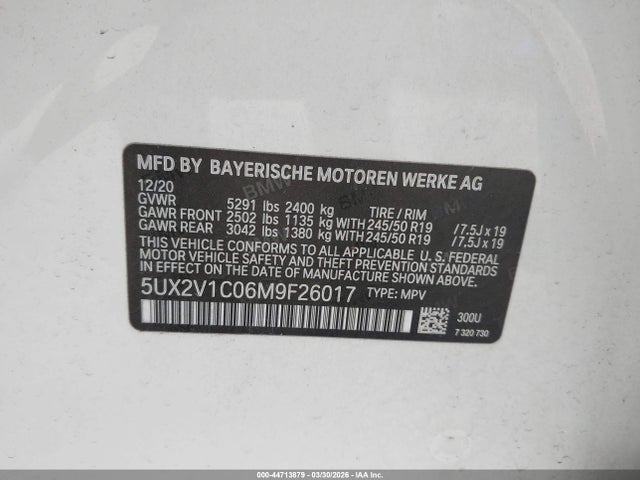 Продаж на аукціоні авто 2021 Bmw X4 Xdrive30i, vin: 5UX2V1C06M9F26017, номер лоту: 44713879