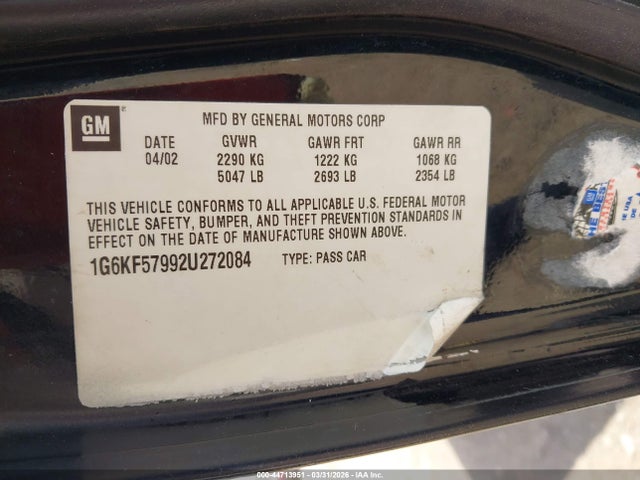 2002 CADILLAC DEVILLE 1G6KF57992U272084 Photo 8