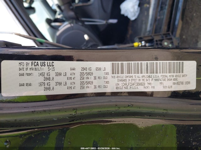 Aukcja sprzedaży 2015 Jeep Grand Cherokee Overland, vin: 1C4RJFCG4FC890820, numer aukcji: 44713953