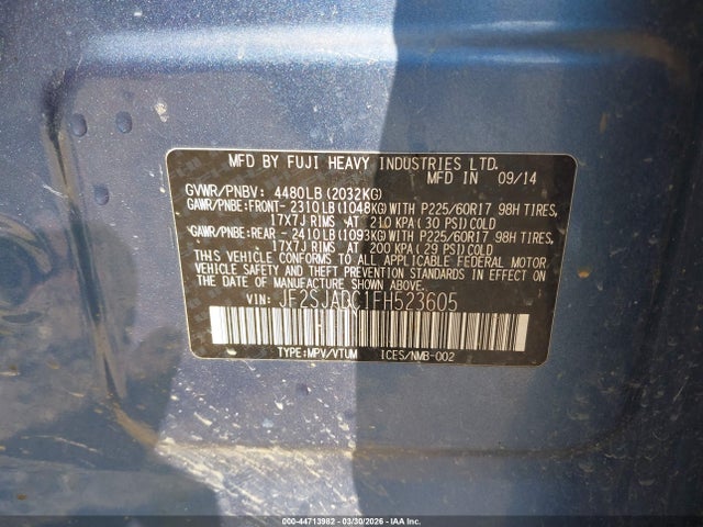 Aukcja sprzedaży 2015 Subaru Forester 2.5i Premium, vin: JF2SJADC1FH523605, numer aukcji: 44713982