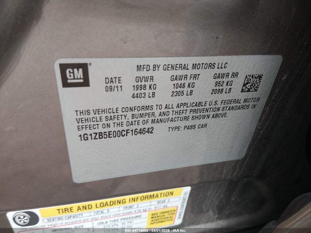 2012 CHEVROLET MALIBU 1G1ZB5E00CF164642 Photo 8