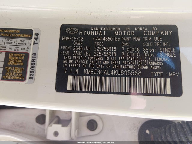 2019 HYUNDAI TUCSON KM8J3CAL4KU895568 Photo 8