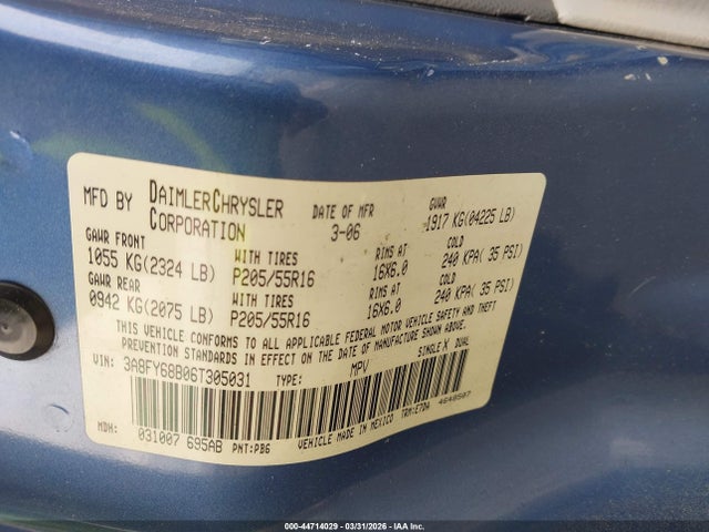 2006 CHRYSLER PT CRUISER 3A8FY68B06T305031 Photo 8