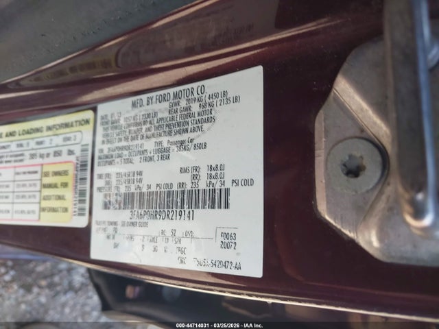 Aukcja sprzedaży 2013 Ford Fusion Se, vin: 3FA6P0HR9DR219141, numer aukcji: 44714031