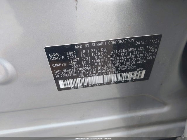 2022 SUBARU ASCENT 4S4WMARD6N3405307 Photo 8
