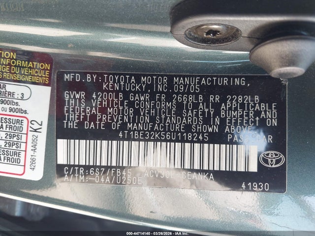 2006 TOYOTA CAMRY 4T1BE32K56U118245 Photo 8
