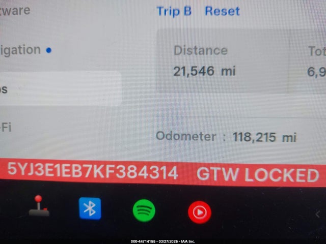 2019 Tesla Model 3 Long Range/performance მანქანა იყიდება აუქციონზე, vin: 5YJ3E1EB7KF384314, აუქციონის ნომერი: 44714155