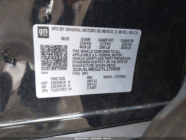 Aukcja sprzedaży 2026 Gmc Terrain Fwd Elevation, vin: 3GKALMEG2TL170655, numer aukcji: 44714157