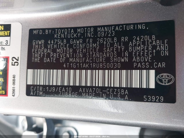 4T1G11AK1RU850030 Toyota CAMRY SE