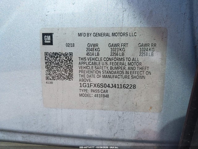1G1FX6S04J4116228 Chevrolet Bolt Ev Premier