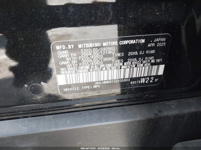 JA4J4WA81SZ035803 Mitsubishi Outlander Sel 2.5 S-awc