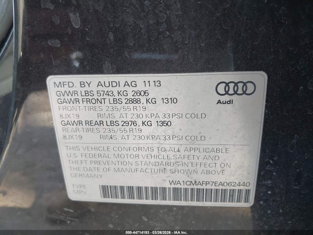 2014 Audi Q5 3.0 Tdi Premium Plus მანქანა იყიდება აუქციონზე, vin: WA1CMAFP7EA062440, აუქციონის ნომერი: 44714193
