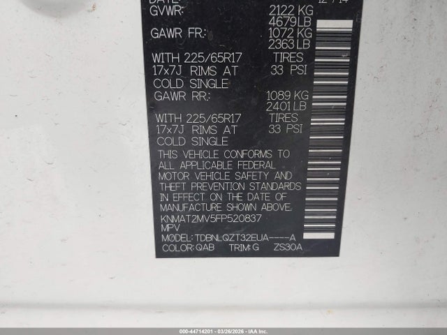 Nissan ROGUE SV 2015 KNMAT2MV5FP520837 Image 9