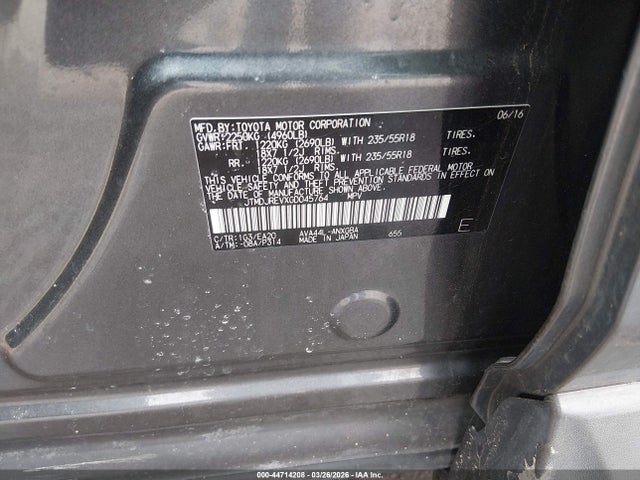 Продажа на аукционе авто 2016 Toyota Rav4 Hybrid Limited, vin: JTMDJREVXGD045764, номер лота: 44714208