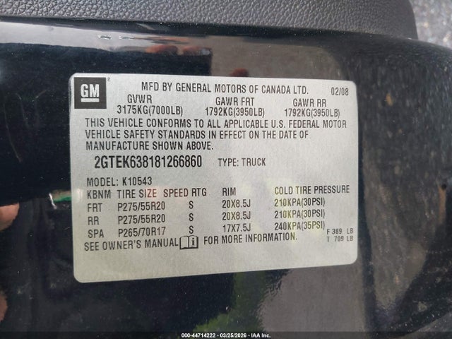 2008 GMC SIERRA 1500 2GTEK638181266860 Photo 8