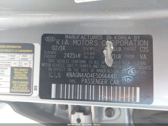 Aukcja sprzedaży 2014 Kia Optima Hybrid Ex, vin: KNAGN4AD4E5066440, numer aukcji: 44714232