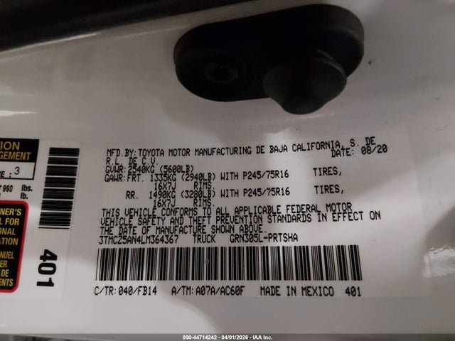 3TMCZ5AN4LM364367 Toyota Tacoma Sr V6