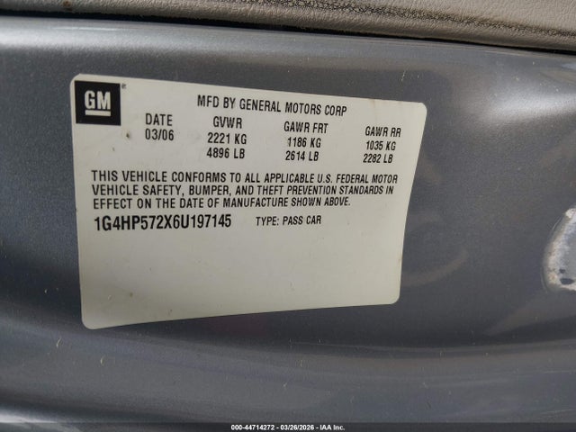 2006 Buick Lucerne Cx მანქანა იყიდება აუქციონზე, vin: 1G4HP572X6U197145, აუქციონის ნომერი: 44714272