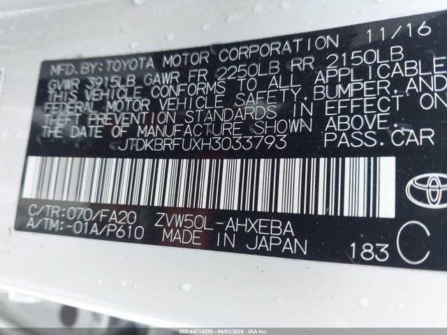 2017 TOYOTA PRIUS JTDKBRFUXH3033793 Photo 8