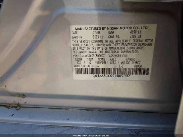 2009 NISSAN MAXIMA 1N4AA51E09C809007 Photo 8