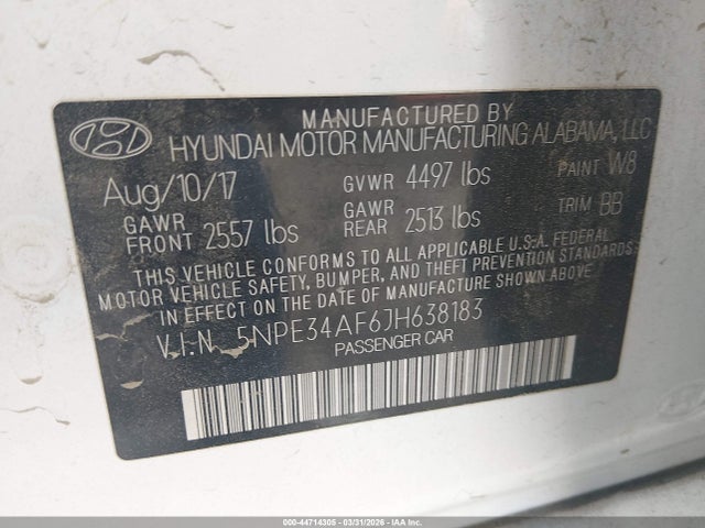 2018 HYUNDAI SONATA 5NPE34AF6JH638183 Photo 8