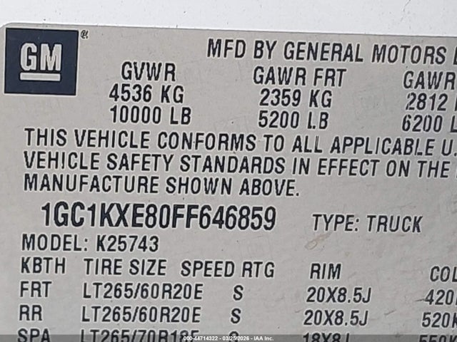 1GC1KXE80FF646859 Chevrolet Silverado 2500hd High Country