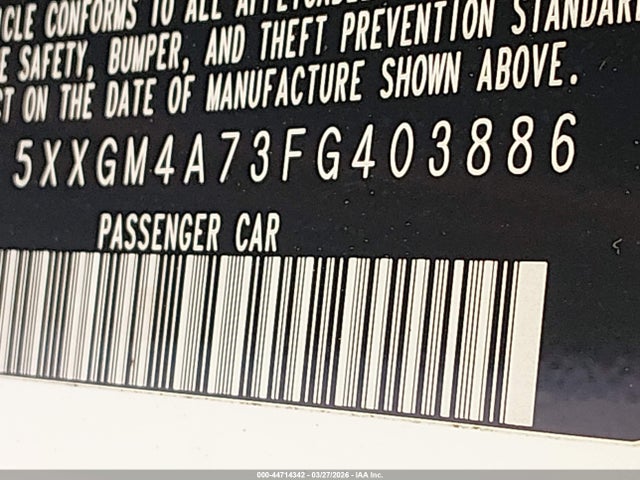 5XXGM4A73FG403886 KIA Optima Lx
