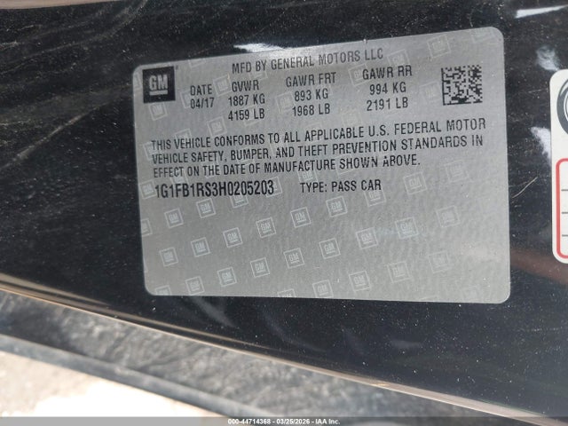1G1FB1RS3H0205203 Chevrolet Camaro 1lt