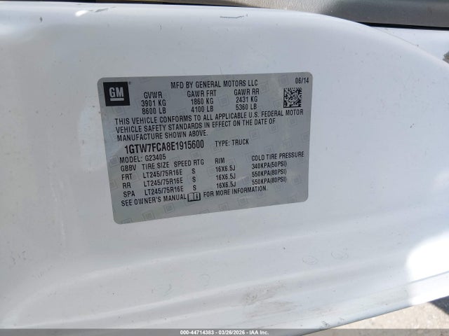 GMC Savana 2500 Work Van 2014 1GTW7FCA8E1915600 Image 9