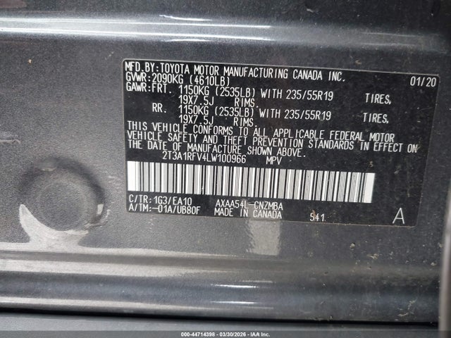 Toyota Rav4 Xle Premium 2020 2T3A1RFV4LW100966 Image 9