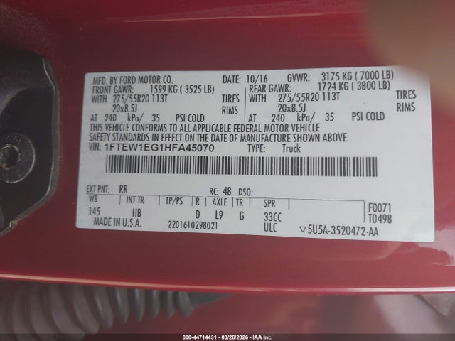 2017 FORD F-150 1FTEW1EG1HFA45070 Photo 8