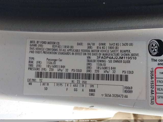 2018 FORD FIESTA 3FADP4AJ2JM119510 Photo 8