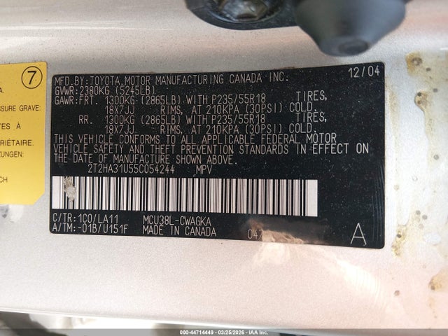 Aukcja sprzedaży 2005 Lexus Rx 330, vin: 2T2HA31U55C054244, numer aukcji: 44714449