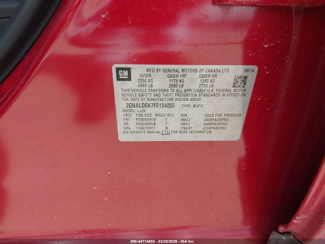 Chevrolet Equinox Ltz 2015 2GNALDEK7F6134055 Image 9