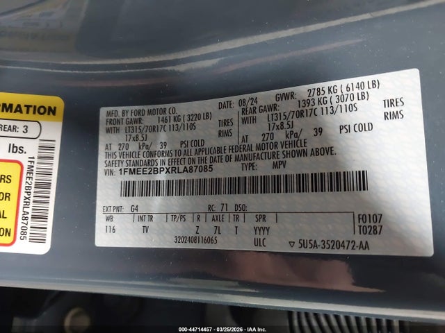 2024 Ford Bronco Wildtrak მანქანა იყიდება აუქციონზე, vin: 1FMEE2BPXRLA87085, აუქციონის ნომერი: 44714457