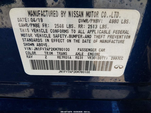 2019 INFINITI Q50 JN1FV7AP2KM780100 Photo 8