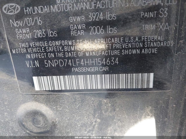 Hyundai ELANTRA SE 2017 5NPD74LF4HH154634 Image 9