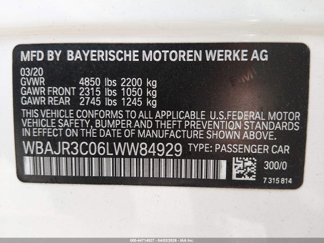 WBAJR3C06LWW84929 BMW 530I